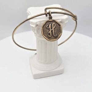 ALEX & ANI‎ 'Initial H' Expandable Bangle Bracelet in Rafaelian Gold Made In USA